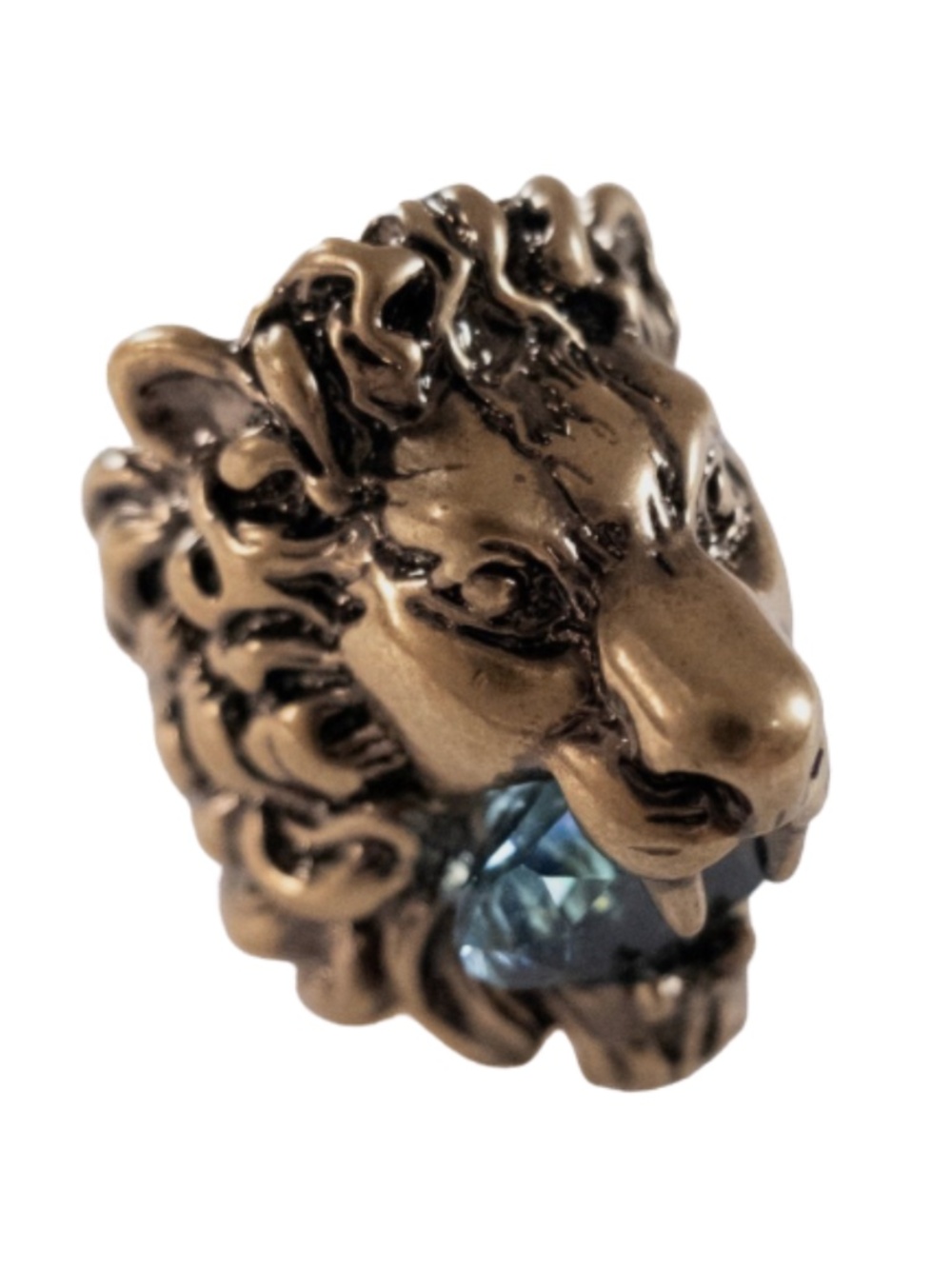 Gucci Lionhead Ring with Aquamarine crystal. Size 10/5.5 US